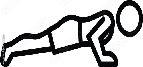 Stick figure in a push up position with one arm bent