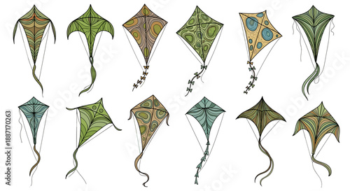 Collection of colorful decorative umbrellas with intricate patterns