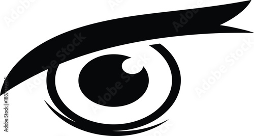 Stylized illustration of a human eye with eyebrow