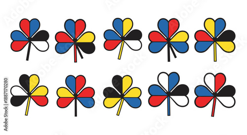 Colorful abstract flower pattern with red yellow blue petals design