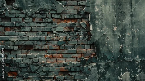 Video A worn-out brick wall with flaking paint and cracks