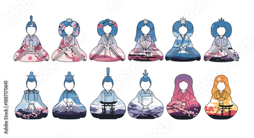 Collection of colorful traditional dresses for girls with accessories