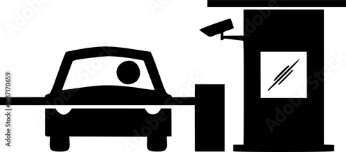 Car Parking Ticket Booth Toll Gate Icon