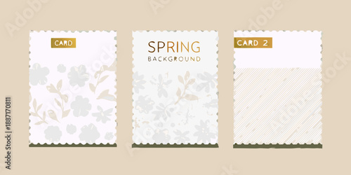 Three decorative postage stamps with floral patterns and textured backgrounds