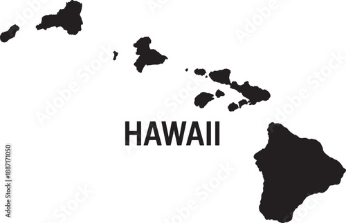Black and White Hawaii Map islands