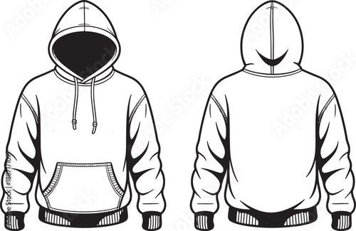 Black and white of a hoodie with shading sweatshirt clothing fashion
