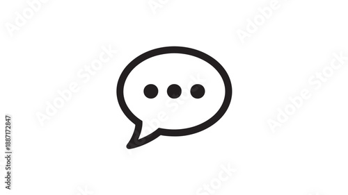 Speech Bubble Icon in Simple Minimalist Design with Black Outline on White Background for User Interface