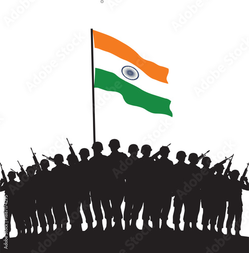 Republic Day Celebration Illustration Featuring Indian Army Silhouette
