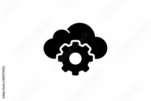 Cloud computing settings and configuration management icon representing digital services isolated on transparent background, isolated on white background, Vector