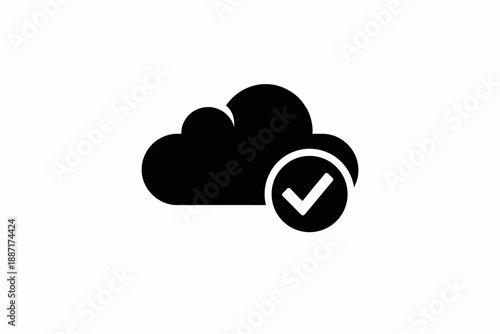 Cloud service successfully synchronized and verified icon for digital data management isolated on transparent background, isolated on white background, Vector