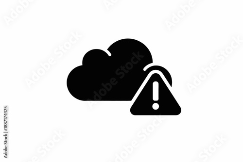 Cloud computing warning: an alert indicating a potential error or issue with cloud data storage or service isolated on transparent background, isolated on white background, Vector