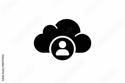 Cloud user account icon for secure online data access and personal profiles isolated on transparent background, isolated on white background, Vector