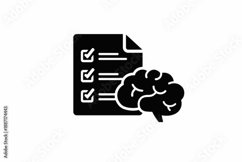 Cognitive task management and intellectual planning process icon for strategic thinking isolated on transparent background, isolated on white background, Vector