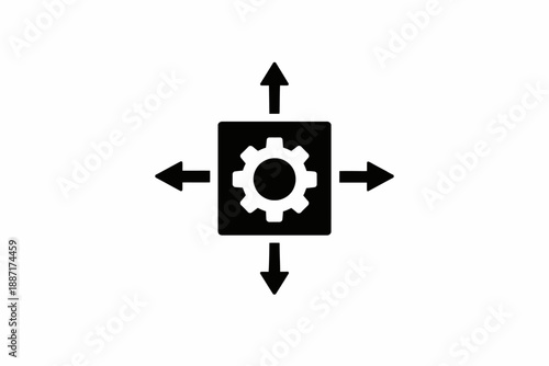 Configuration and system process management with outward directional arrows isolated on transparent background, isolated on white background, Vector