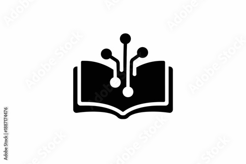 Digital learning and smart education concept showing knowledge interconnected with technology isolated on transparent background, isolated on white background, Vector