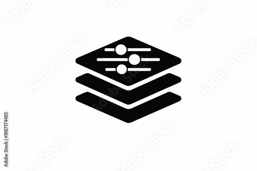 Layered settings icon representing data organization, filtering, and customization options isolated on transparent background, isolated on white background, Vector