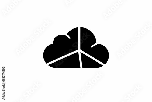 Peace in the cloud: a serene symbol combining digital tranquility with global harmony isolated on transparent background, isolated on white background, Vector
