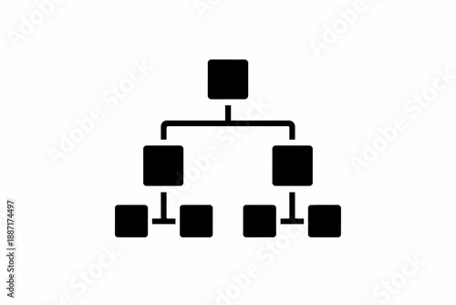 Simple black icon representing a tree structure or organizational chart on a white background isolated on transparent background, isolated on white background, Vector