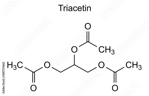 Triacetin, chemical structure of triacetin, drug substance