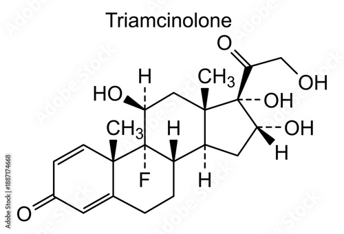 Triamcinolone, chemical structure of triamcinolone, drug substance