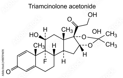 Triamcinolone acetonide, chemical structure of triamcinolone acetonide, drug substance