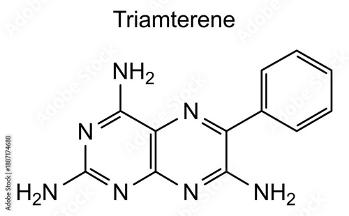 Triamterene, chemical structure of triamterene, drug substance