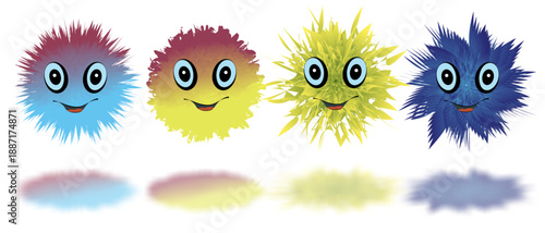 set of funny cartoon clouds vector