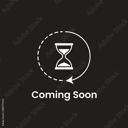 Coming Soon Concept with Hourglass and Circular Arrow, Launch Countdown Icon
