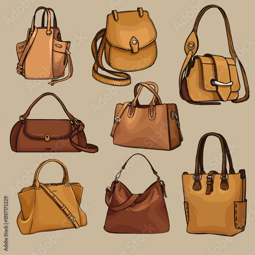 Fashion handbag templates collection elegant classic