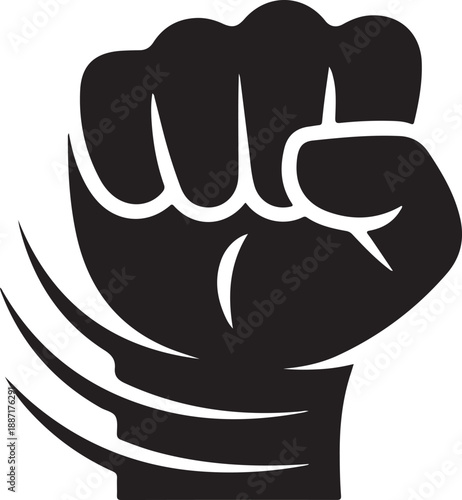 Black and white abstract symbol with flowing lines and curves