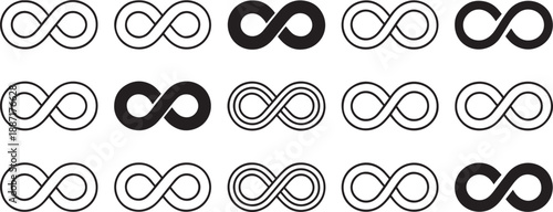 Various infinity symbols in black and white mathematics