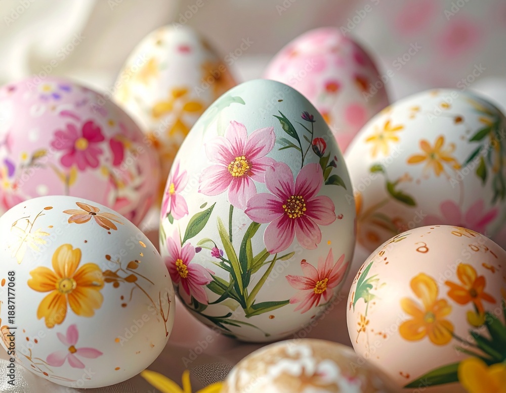 Fototapeta premium Ostereier mit floralen Mustern