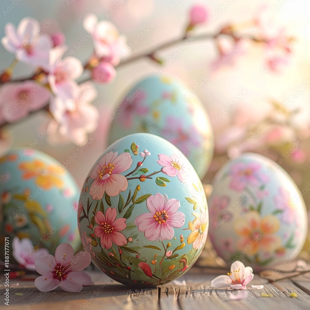 Fototapeta premium Ostereier mit floralen Mustern