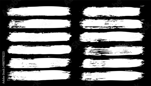 Long grunge brush strokes, lines, ink smudges, hand-drawn scribble shapes. Handmade sketchy marks, stains, charcoal streaks. Paint textures, dry brush effect. Marker underline. Vector illustration