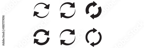 Refresh update rotate loop arrow icon set featuring synchronized cycle movement symbols loading reload recurring process indicators circular motion exchange direction graphics for interface
