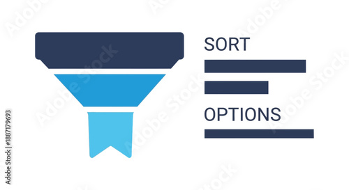 Funnel Filter Icon with Sort Options List, Data Filtering Concept