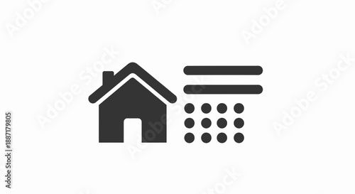 Home security keypad and house icon, symbol for smart home security system
