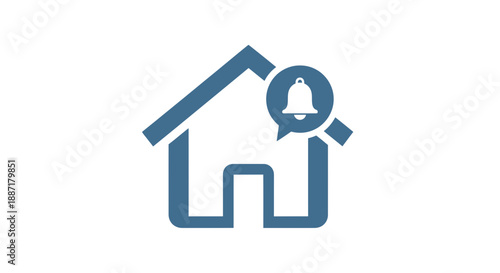 House alert icon, notification symbol, real estate notification, home security bell