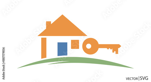 House and Key Icon: Real Estate, Ownership, Home Security, Property Investment