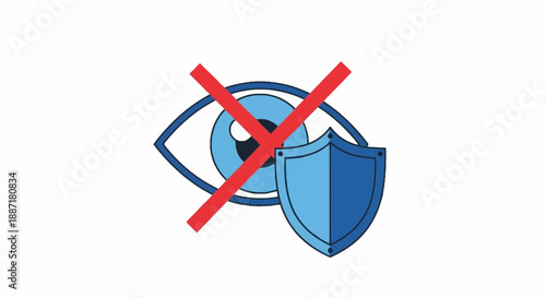 Cyber Security and Privacy Protection Concept with Eye and Shield Icons