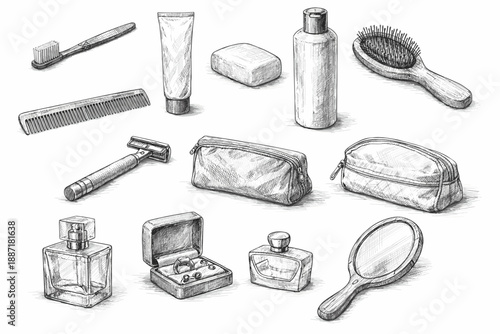 Makeup and Personal Care Sketch Icons