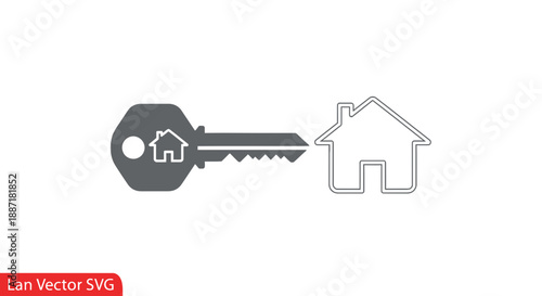 Key with house icon unlocking new home concept, real estate investment