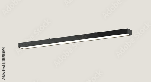 Modern Black Linear LED Ceiling Light Fixture Isolated on Gray Background