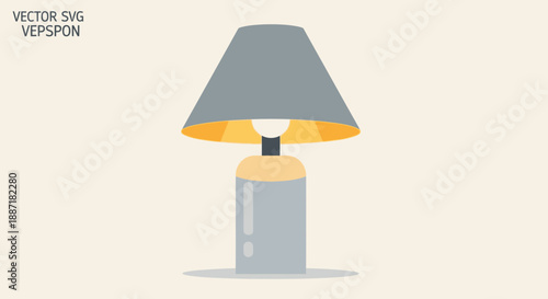 Modern Desk Lamp with Gray Shade and Warm Light, Minimalist Design