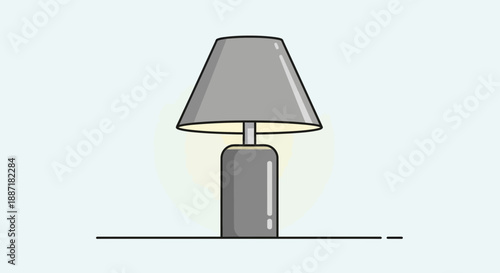 Modern Desk Lamp with Shade, Minimalist Illustration, Soft Light