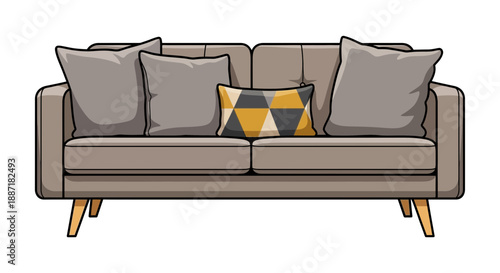 Modern Sofa with Geometric Cushions