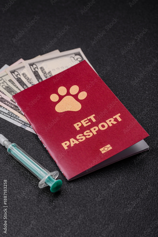 Obraz premium A pet passport is a document for a cat, dog, or other animal. A pet passport
