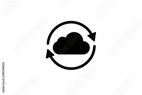 Cloud synchronization and data refresh icon illustrating modern digital storage and updates isolated on transparent background, isolated on white background, Vector