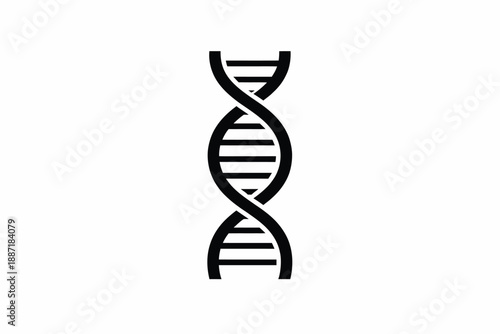 Simple black dna double helix icon representing genetic information and molecular biology isolated on transparent background, isolated on white background, Vector