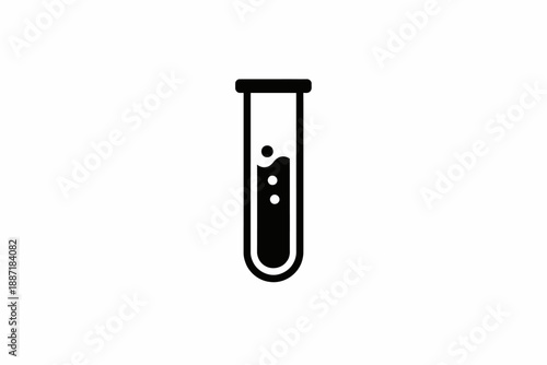 Test tube with bubbling liquid icon representing scientific experiment and laboratory work isolated on transparent background, isolated on white background, Vector